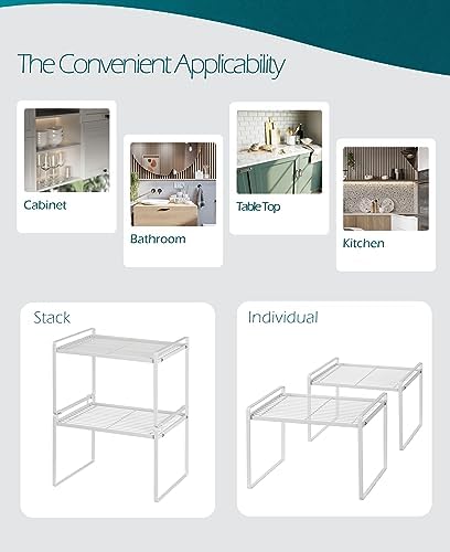 Shantton Cabinet Shelf Organizer, Pantry Shelf Rack, White 13.1x10.6x9.5