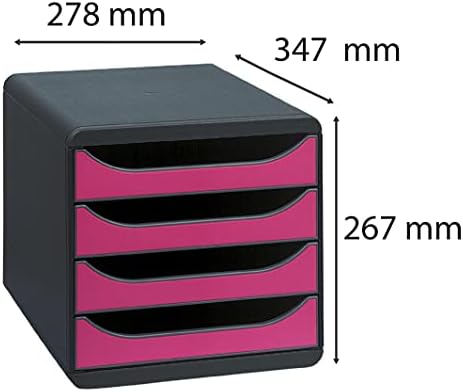 Exacompta Big-Box Iderama, 4 Drawers - Mouse Grey/Raspberry