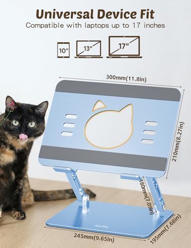 Aoviho Laptop Stand for Desk, Adjustable Foldable Aluminum Laptop Riser for 10–17.3 Inch Laptops – Sturdy Ergonomic Comp