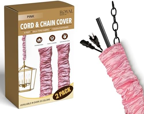Royal Designs, Inc. Cord & Chain Cover 4 ft Silk Type Fabric, Chandelier Pendant Lighting Chain & Cable Management, Touc