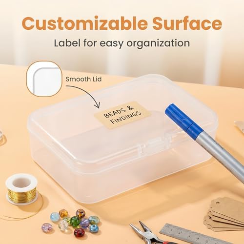 LJY 28 Clear Rectangular Plastic Boxes, 3.3 x 2.2 x 1 in for Buttons