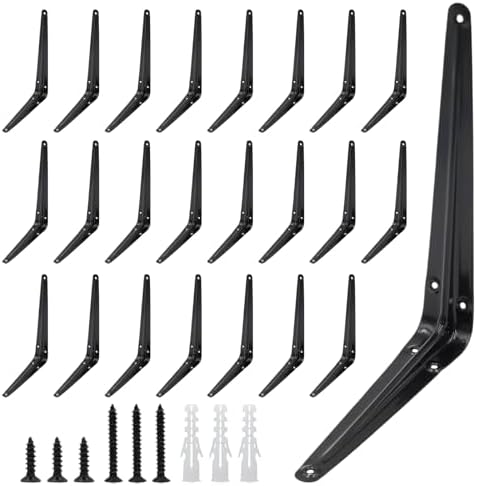 Lilaly 24 Pack Shelf Brackets 10 Inch Shelf Bracket, Heavy Duty L Brackets for Shelves for Hanging Floating Shelves Brac
