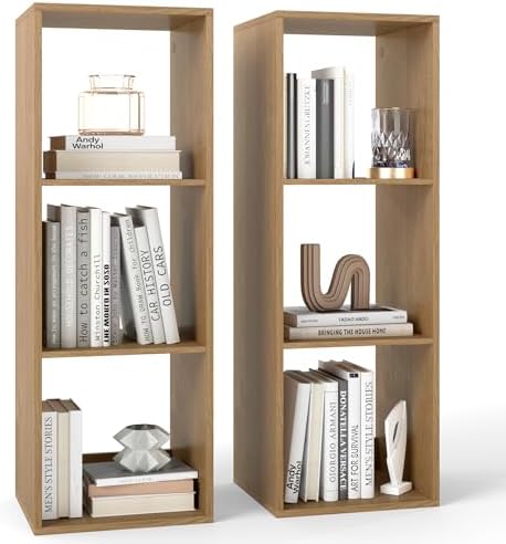 Tangkula 3-Cube Bookcase, 4-Tier Bookshelf with Open Compartments, Freestanding Cube Storage Organizer with Anti-Topplin