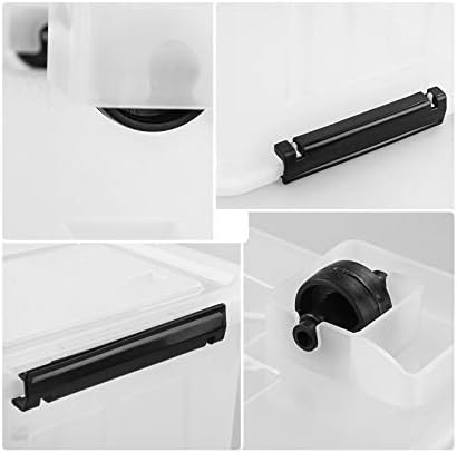 Bringer 4-Pack 30 L Clear Plastic Storage Box, Large Wheeled Storage Bin