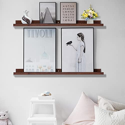 AZSKY 48 Inch Long Floating Shelves for Wall Large Picture Ledge Walnut Photo Ledge Wall Shelf Bookshelf for Home Decor 