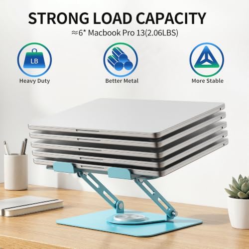 ALASHI Laptop Stand for Desk with 360° Rotating Base, Multi-Angle Adjustable Laptop Stands, Foldable Laptop Riser Compat