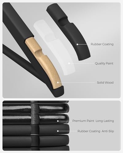 SONGMICS Wooden Hangers, 20-Pack Wood Hangers with Rubber Coating