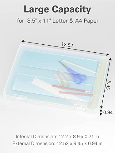 4-Pack A4 Plastic Paper Organizer Box, Scrapbook Storage for 8.5” x 11” Letter Papers, Portable Document Holder, Photo S