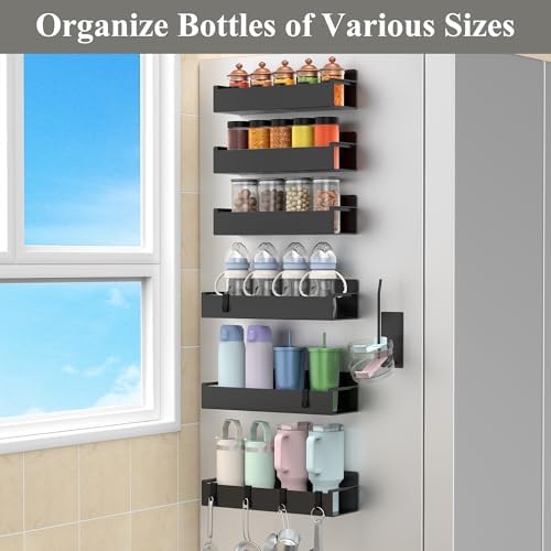 HuggieGems Magnetic Water Bottle Holder for Refrigerator, Cup Holder Organizer for Stanley and Tumbler for Kitchen, 6 Pa