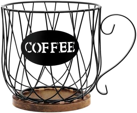 Rustic Metal K Cup Coffee Pod Holder, Large Wire Coffee Pod Basket
