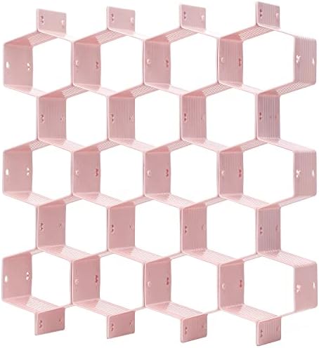 Honeycomb Drawer Divider Suitable for bedroom underwear Socks Cosmetic storage locker sorting 8-piece drawer organizer (Pink)