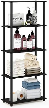 Furinno TURN-N-TUBE Storage Shelves, 5-Tier Book Shelf, Corner Shelf, Toolless Open Shelves, for Organization and Storag