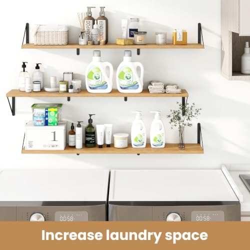 Heimlove Floating Book Shelves for Wall,47.24Inches Long Wall Mounted Bookshelves,Heavy Duty Bracket Shelves for Living 