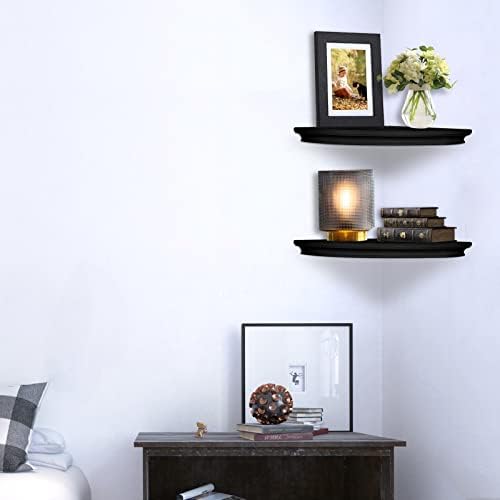 Floating Corner Wall Shelves Radial Wood Mounted Display Shelf for Bedroom Living Room Bathroom Kitchen 12 Inch Set of 2