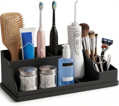 Toothbrush Holder for Bathroom, Counter Organizer, Black