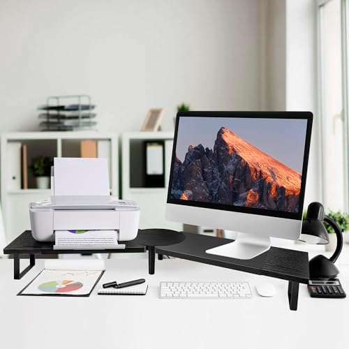 Across-Star Dual-Monitor Stand for Desk - Large Adjustable Length and Angle Riser for 2 Monitors, Double Computer Deskto