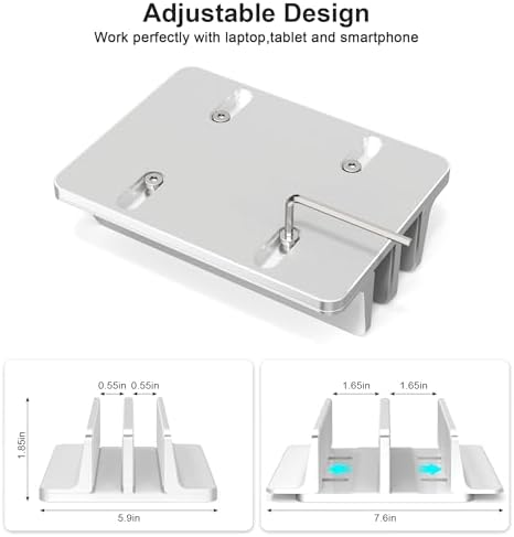 BULL-TECH New Vertical Laptop Stand, Adjustable 2 Slot Aluminum Desktop Holde(Up to 17.3 inch), Fits All MacBook/Microso