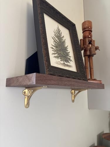 STYLENT Decor Decorative Brass Shelf Bracket, Heavy Duty and Antique Shelf Bracket for Shelving Modern L Shaped Design (