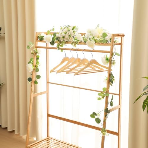 Cinnvoice 5 Pcs Wooden Pearl Bridal Dress Hanger, Wood Color, Stylish