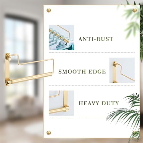 NEWRAIN Clothes Drying Rack, Laundry Racks for Drying Clothes, Wall Mounted Swing Arm Clothes Hanger for Laundry Room, Garage, Indoor & Outdoor Use,Brushed Gold (Pack of 2)