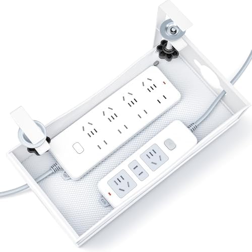 Extra Wide Under Desk Cable Management - 7inch No Drill Installation Cable Management Tray, Clamp/Screw Mount Desk Cable