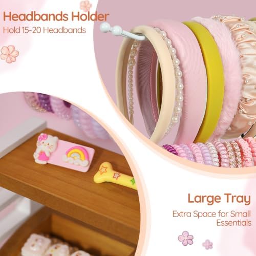 Headband Holder Stand, Hair Accessories Organizer with Dividers