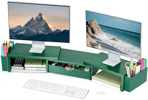 Spacrea Dual Monitor Stand Riser with Drawer and 2 Pen Holders