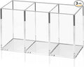 NIUBEE Acrylic Pen Holder 3 Compartments, Clear Pencil Organizer Cup for Countertop Desk Accessory Storage