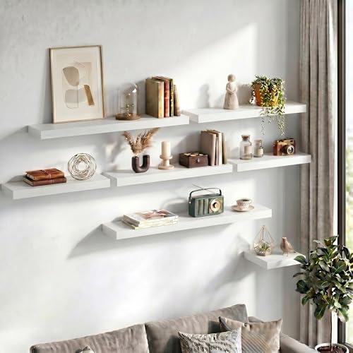 Fun Memories Floating Shelves for Wall 16 Inch, Set of 2 – Wall-Mounted Storage & Display Shelf with Invisible Bracket, 