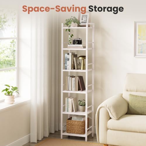 Bookshelf, 6-Tier Tall Bookcase for Small Space