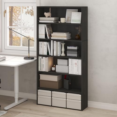 Furinno PASIR Book Shelf, 6-Tier Bookshelf with Open Storage Shelf, Standing Bookcase, 9.4 x 31.5 x 63, Easy Assembly, f