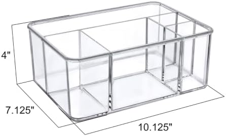 Amazing Abby - Glamour - Acrylic 5-Compartment Makeup Organizer (2-Pack), Transparent Plastic Beauty Supply Holder, Perf