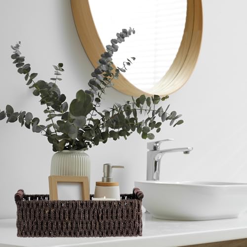 Boao 3 Pcs Boho Storage Wicker Baskets Handmade Woven Decorative Paper Rope Baskets for Organizing with Handle Counterto