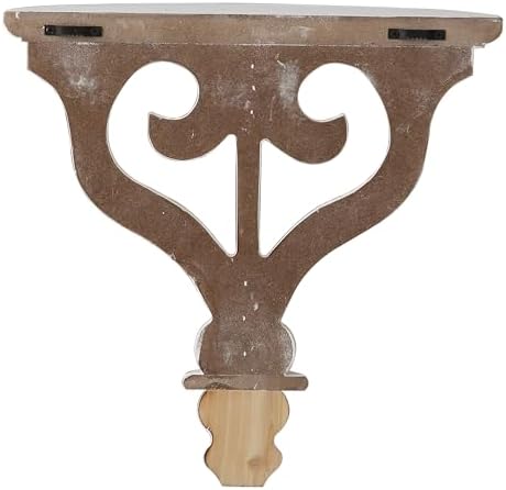 SOFE Rustic Vintage Wall Shelf - Scroll Wooden Floating Shelves, 12" Wide