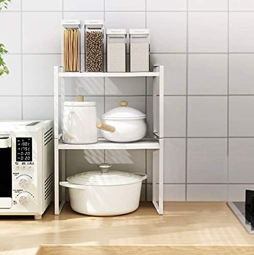 Shantton 2pk Kitchen Cabinet Shelf Counter Organizer Rack Pantry Storage Bathroom Bedroom Office Table Desk Space Saving
