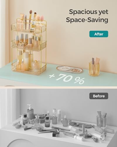SONGMICS 3-Tier Makeup Organizer, Square, Customizable