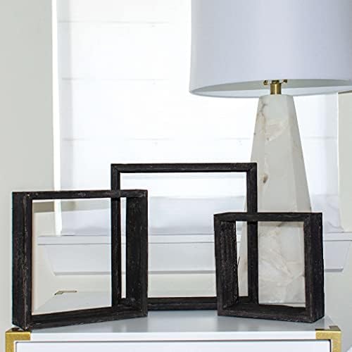 BARNWOODUSA Black Rustic Shelves, Square Floating Wood Shadowbox, Home Deco