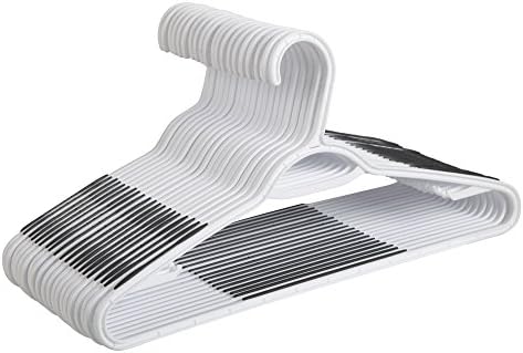 Finnhomy 50 Pack Plastic Hangers, Clothes Hangers with Non-Slip Pads, Space Saving Easy Slide Organizer, Clothes Hanger for Bedroom Closet Wardrobe, Great for Shirts, Pants, Scarves