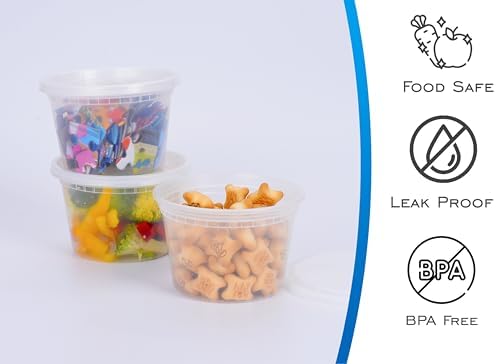 EDI [16 OZ, 25 Sets] Plastic Deli Food Storage Containers with Airtight Lids | Microwave-, Freezer-, Dishwasher-Safe | BPA Free | Heavy-Duty | Meal Prep | Leakproof | Recyclable