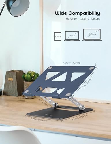Aoviho Adjustable Laptop Stand for Desk,Portable Laptop Stand Holder and Riser,Foldable Aluminum Notebook Computer Stand