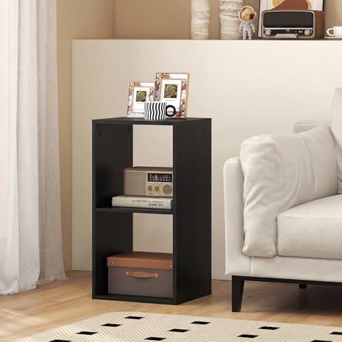 Tangkula 2-Cube Bookcase, 3-Tier Bookshelf with Open Compartments, Freestanding Cube Storage Organizer with Anti-Topplin