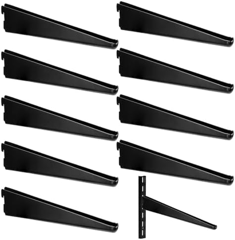Yalikop 10 Pack Adjustable Shelf Brackets for Double Track System Closet Organization Heavy Duty Wire Shelf Brackets (Bl