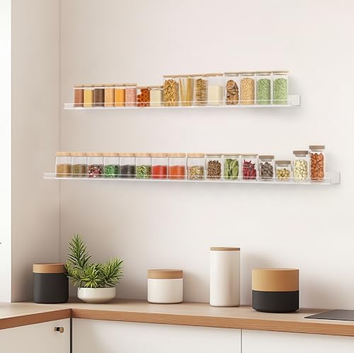 HBlife 48 Inches Invisible Wall Floating Bookshelf for Kids and Nursery, Clear Acrylic Shelves for Figures, 16 Inch Stud