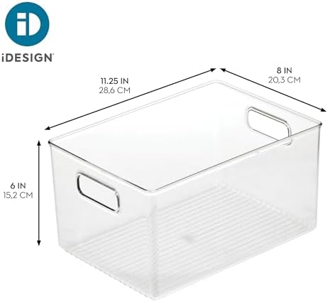 iDesign Pantry Organizer Bins with Handles, Set of 4, Clear