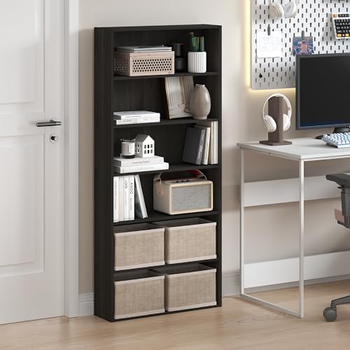 Furinno Basic Book Shelf, 6-Tier Bookcase with Open Shelf, Bookshelf, Cube Storage Organizer, 7 x 24 x 53, for Living Ro