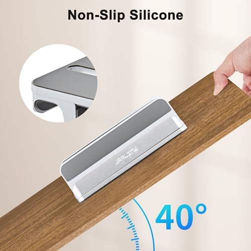 JARLINK 4-in-1 Adjustable Vertical Laptop Stand, Aluminum Holder, Silver