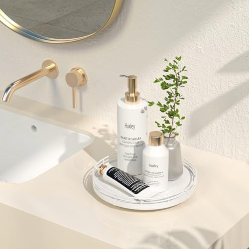 Oroyutor 9-Inch Oak Lazy Susan Vanity Tray, White Finish