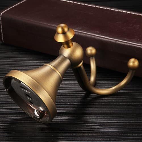 2 Pcs Pack Antique Brass Towel Hook Vintage Coat Hook with 2 Hooks Wall Mounted Robe Hooks for Bathrooms and Kitchen Bronze Hand Towel Hook Hanger with Brushed Gold Finish