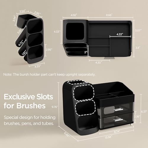 HBlife Cologne Organizer for Men Makeup Organizer with Brush Holder for Vanity, Large Plastic Bathroom Countertop Organi