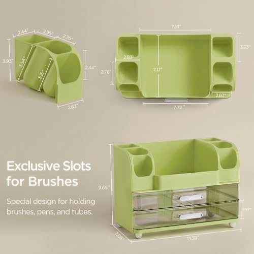 HBlife Makeup Organizer for Vanity with Brush Holder, Large Bathroom Countertop Cosmetic Organizer Skincare Storage, Eas